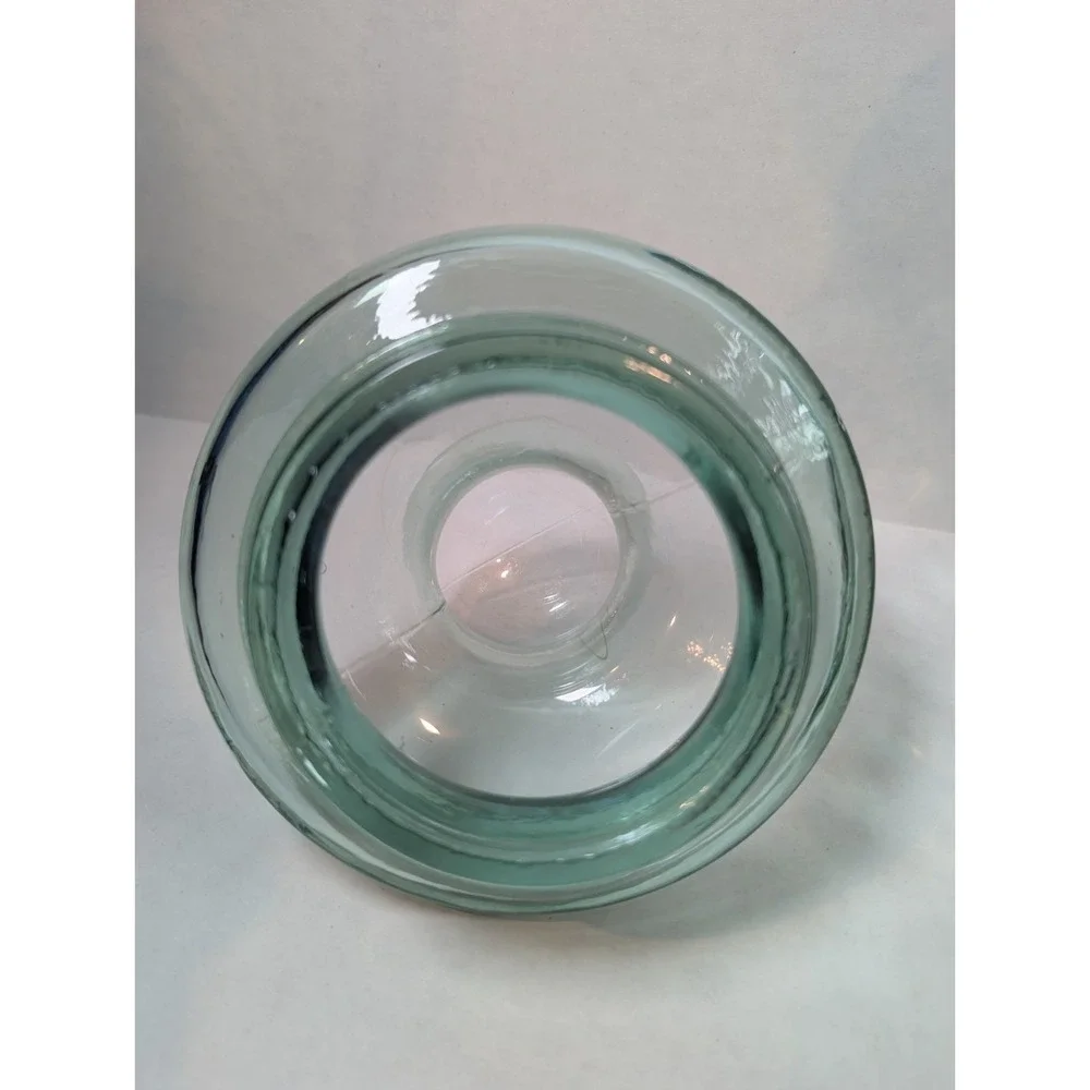 Vintage Green Glass Apothecary Jar Melon Pumpkin Shape Lid Made in Spain 14